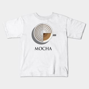 Hot mocha coffee cup top view in flat design style Kids T-Shirt